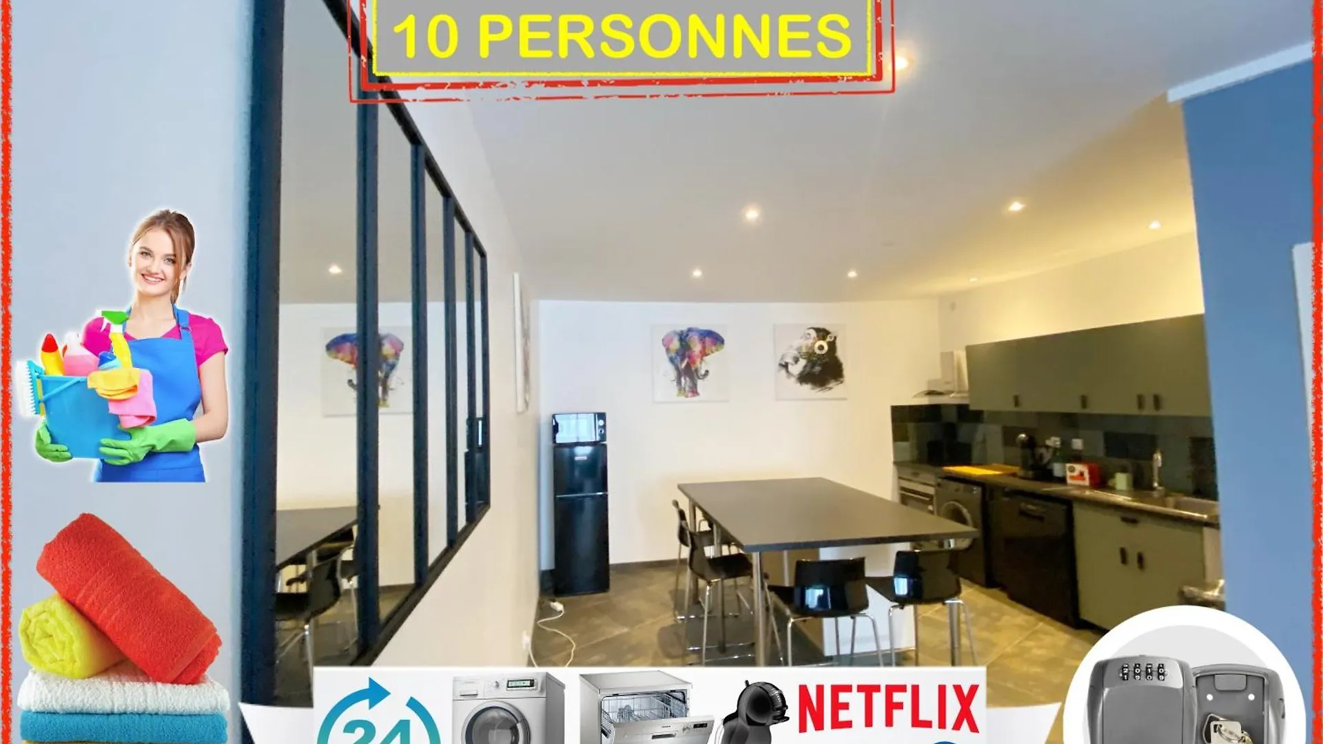 021 Chic & Cosy Grand Appart 84M2 Hypercentre Wifi Smart Tv Netflix Saint-Etienne  Apartment